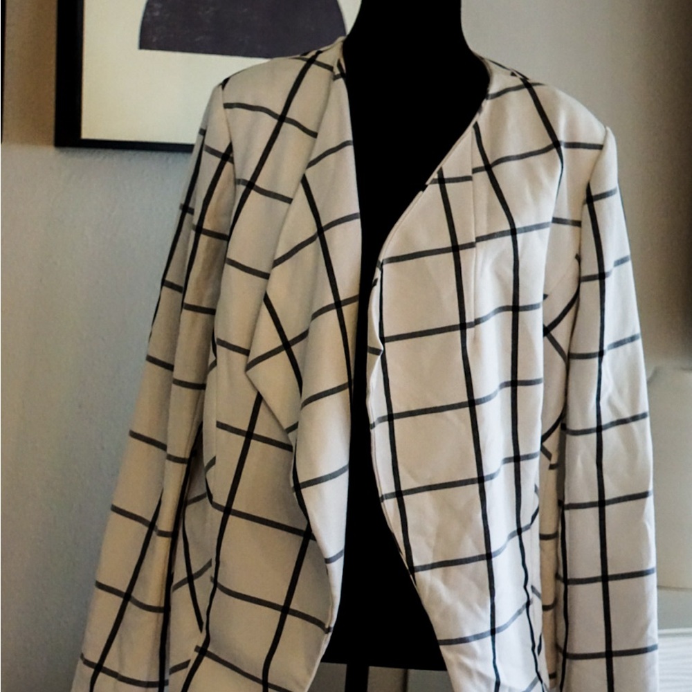 Lane Bryant Black and White Grid Blazer